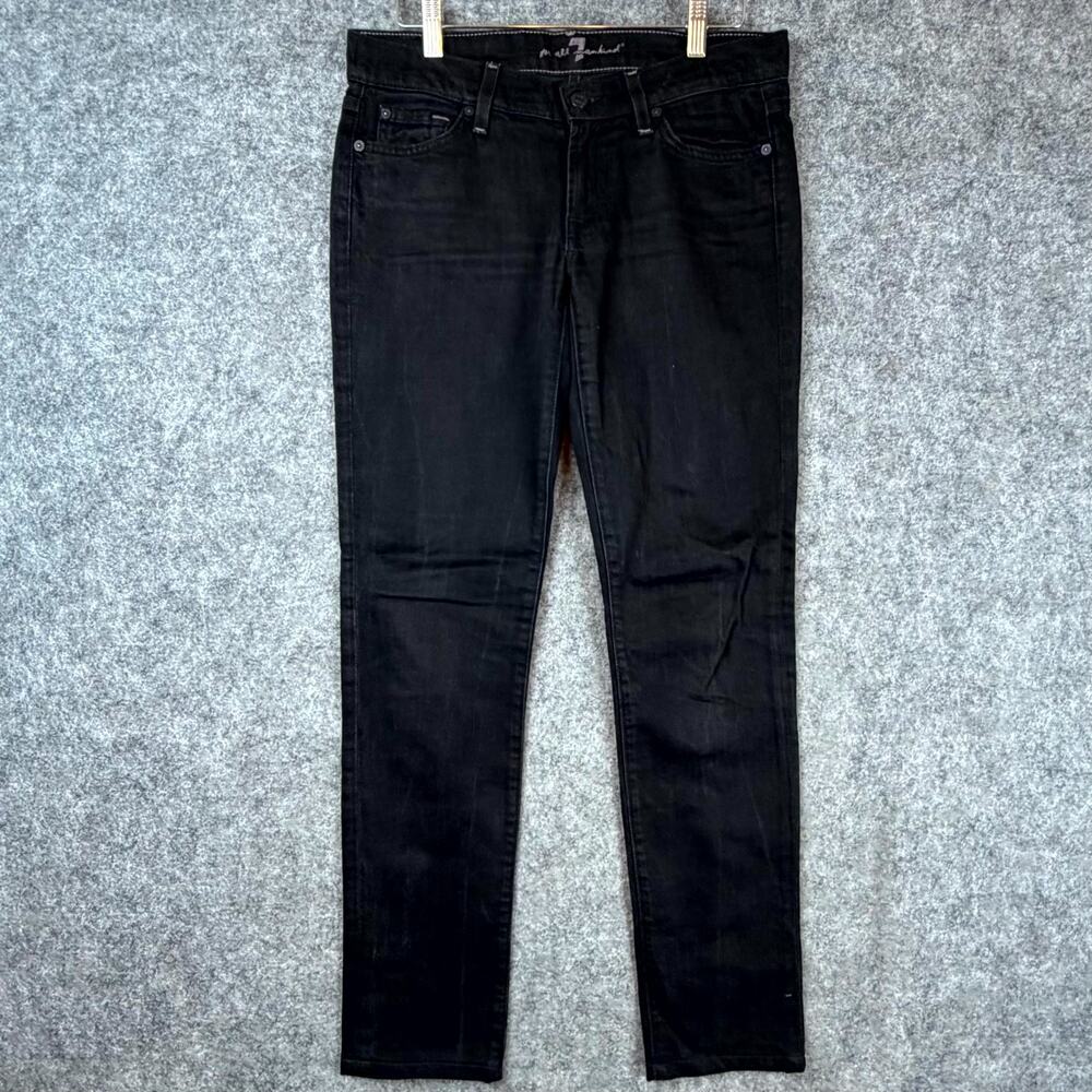 7 For All Mankind Ankle Skinny Jeans Womens 27 Black Denim Stretch Low Rise